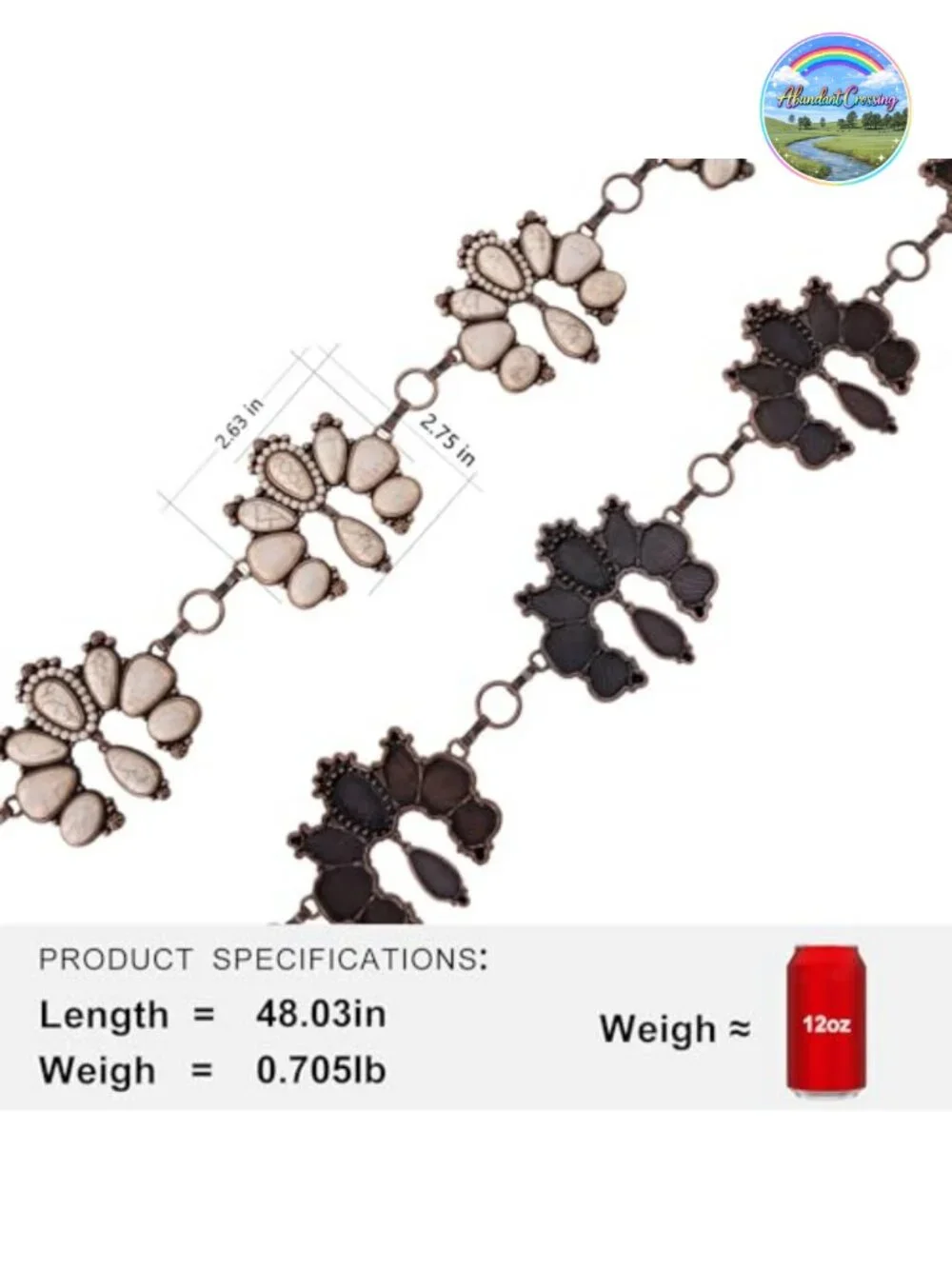Western Concho Chain Belt Women Metal Adjustable Boho Waist Chain for Jeans